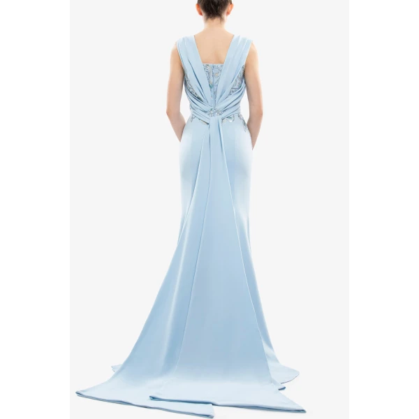 Saiid Kobeisy Embellished Long Crepe Dress, view 6