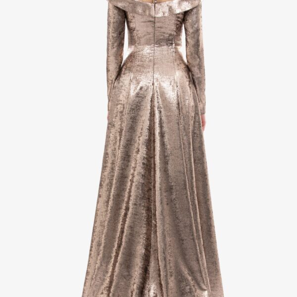Embellished Off-Shoulder Lamé Dress - Image 6