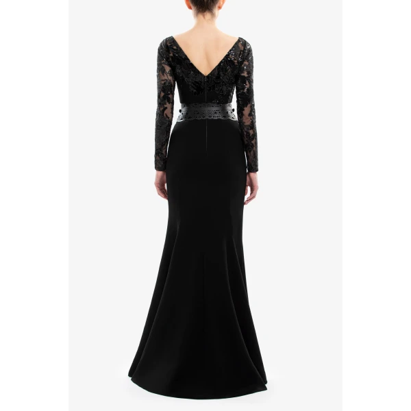 Saiid Kobeisy Embroidered Crepe Dress, view 6