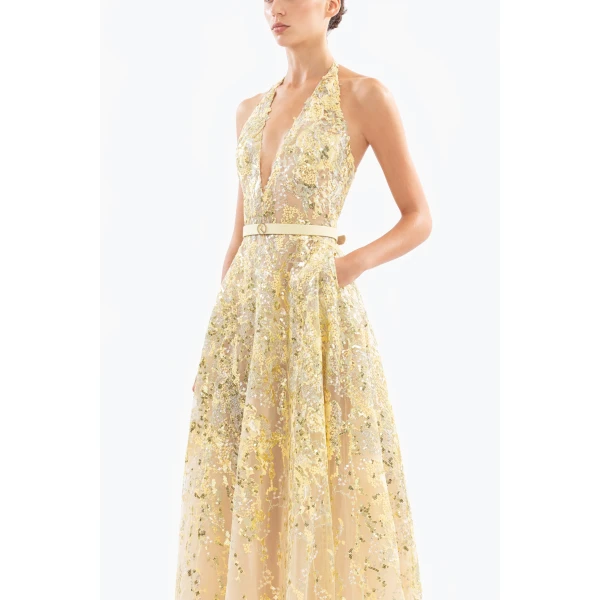 Saiid Kobeisy Embroidered Long Dress, view 3