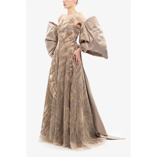 Saiid Kobeisy Embroidered Long Dress, view 3
