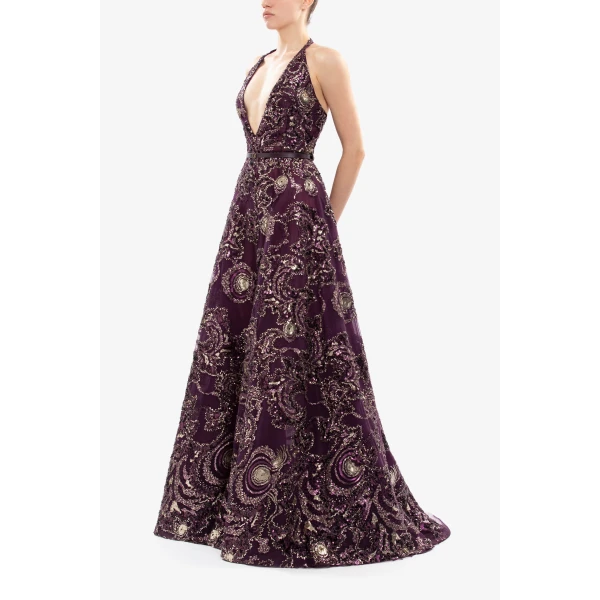 Saiid Kobeisy Embroidered Long Dress, view 3