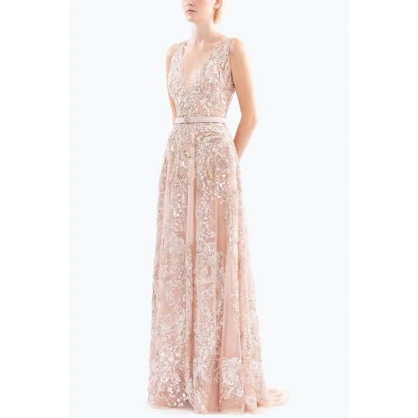 Saiid Kobeisy Embroidered Long Dress, view 4