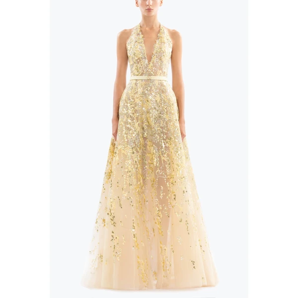 Saiid Kobeisy Embroidered Long Dress, view 5