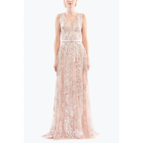 Saiid Kobeisy Embroidered Long Dress, view 5