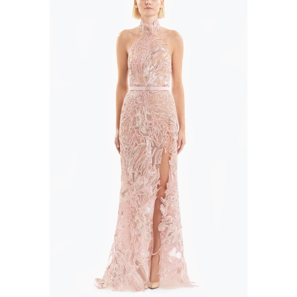 Saiid Kobeisy Embroidered Long Dress, view 5