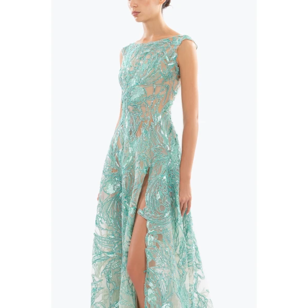 Saiid Kobeisy Embroidered Long Dress, view 6