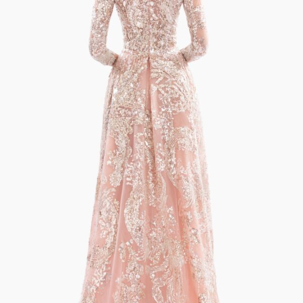 Embroidered Long Dress With Overskirt - Image 6
