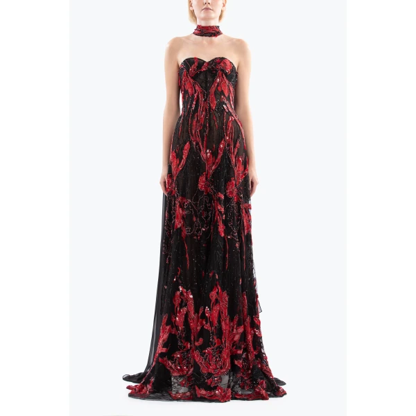 Saiid Kobeisy Embroidered Strapless Dress, view 5
