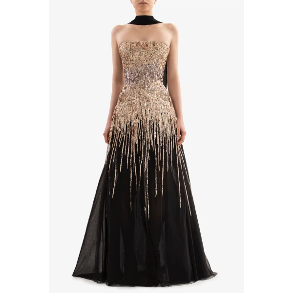 Embroidered Strapless Dress - Image 5