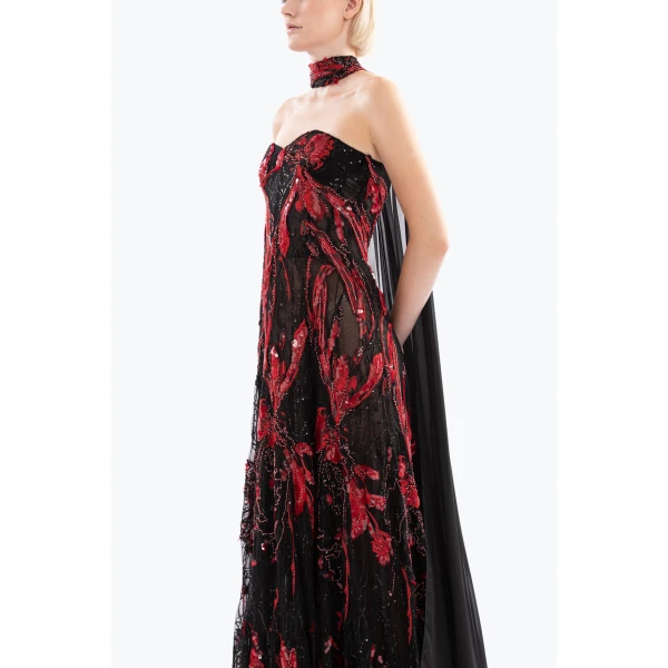 Saiid Kobeisy Embroidered Strapless Dress, view 6