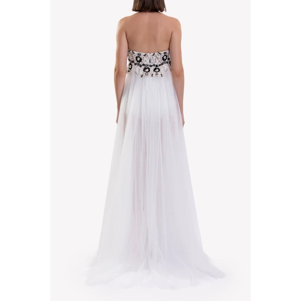 Saiid Kobeisy Embroidered Tulle Dress, view 3