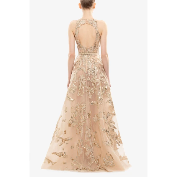 Saiid Kobeisy Embroidered Tulle Long Dress, view 4