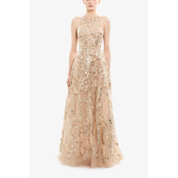 Saiid Kobeisy Embroidered Tulle Long Dress, view 5
