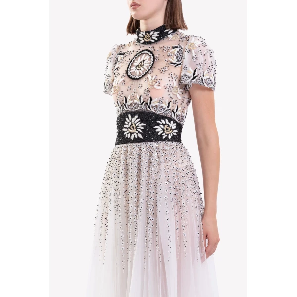 Saiid Kobeisy Embroidered Tulle Midi Dress, view 6