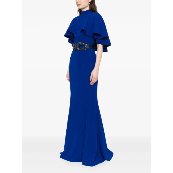 Saiid Kobeisy Fitted Crepe Long Dress, view 4