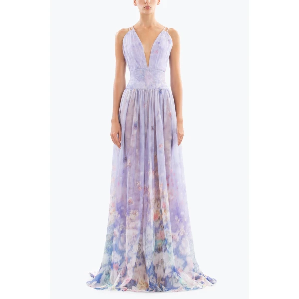 Saiid Kobeisy Floral Printed Long Dress, view 2