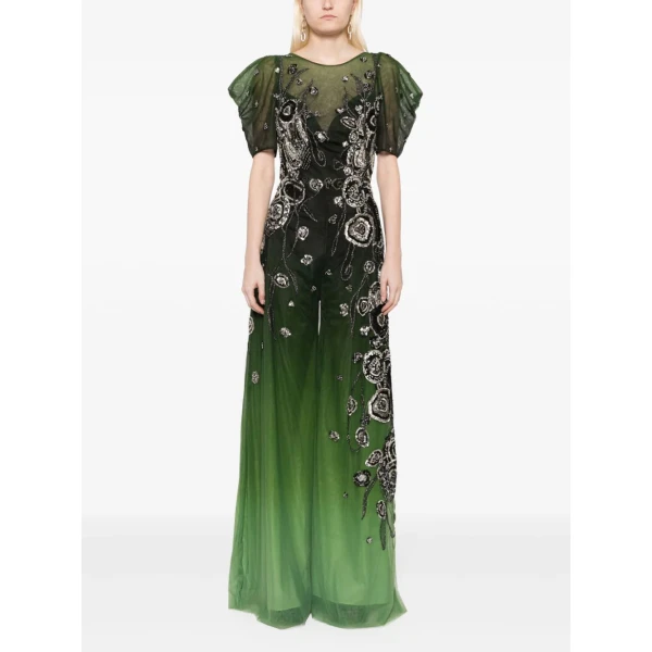 Saiid Kobeisy Gradient Printed Tulle Jumpsuit With Beading, view 2