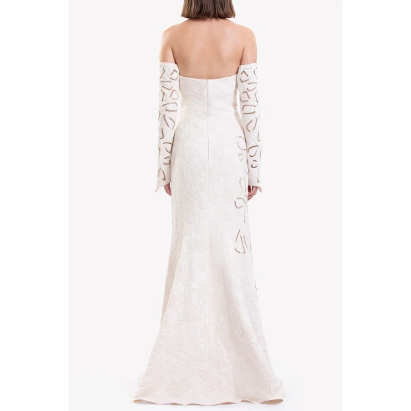 Saiid Kobeisy Jacquard Dress With Detachable Sleeves, view 3