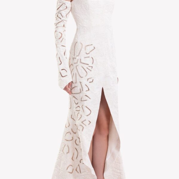 Jacquard Dress With Detachable Sleeves - Image 6