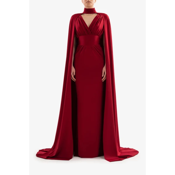 Jersey Dress With Cape - Image 5