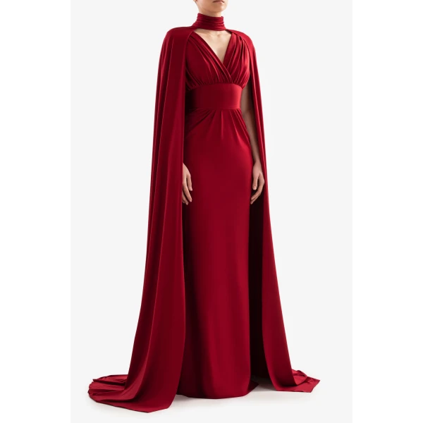 Jersey Dress With Cape - Image 6