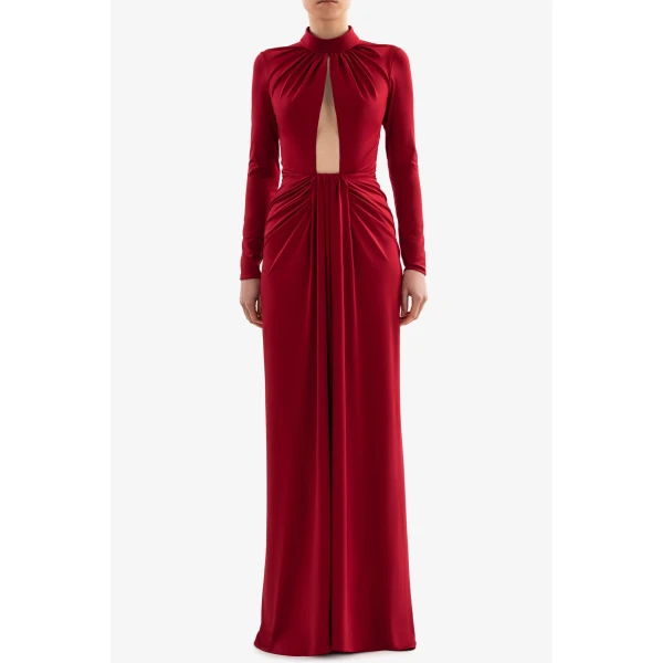 Jersey Pleated Long Dress - Image 5