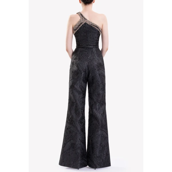 Saiid Kobeisy Jumpsuit With Embellished Neckline, view 3
