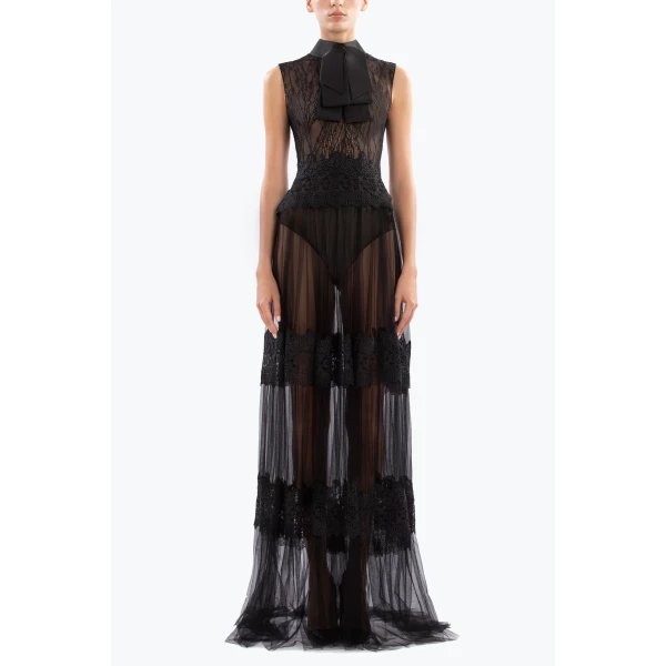 Saiid Kobeisy Lace Long Dress, view 2