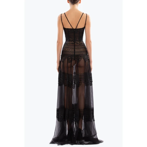Saiid Kobeisy Lace Long Dress, view 3