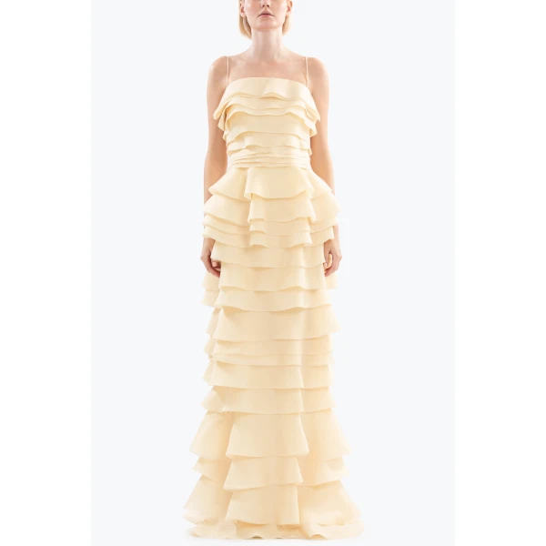 Saiid Kobeisy Layered Organza Long Dress, view 2