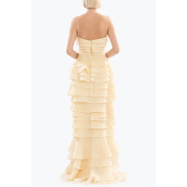 Saiid Kobeisy Layered Organza Long Dress, view 3