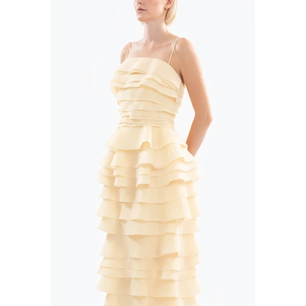 Saiid Kobeisy Layered Organza Long Dress, view 4