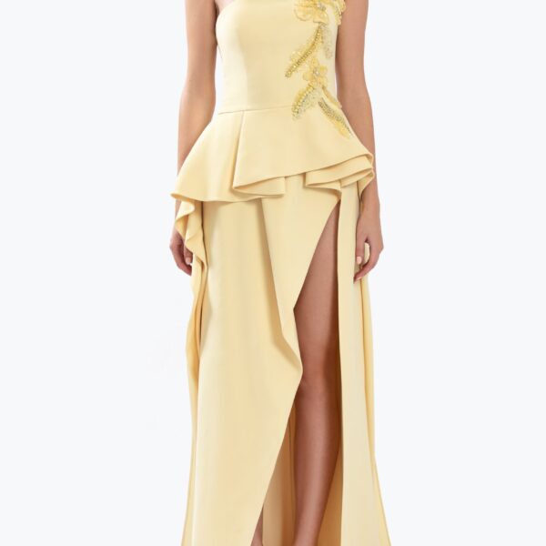 Long Crepe Embellished Dress - Image 5