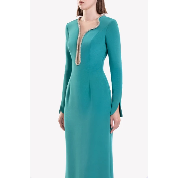 Saiid Kobeisy Long Dress With Crystal Embellishment, view 4