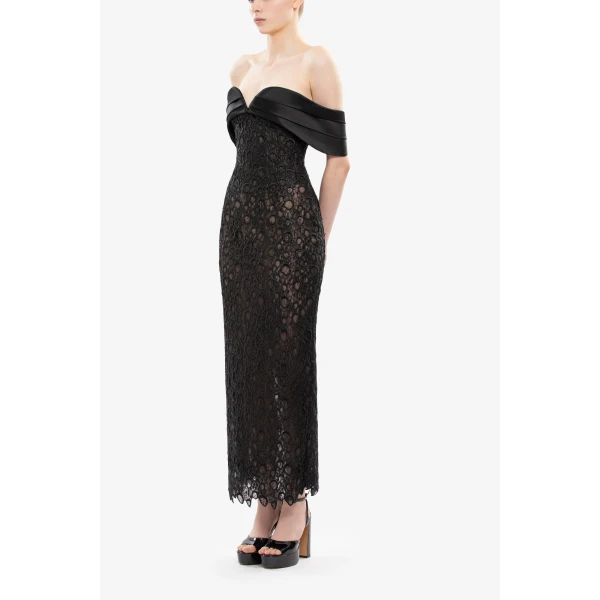 Saiid Kobeisy Midi Guipure Dress, view 3