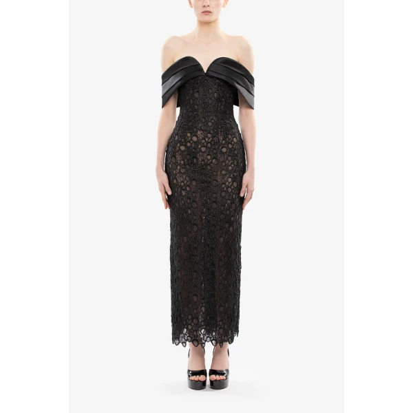 Saiid Kobeisy Midi Guipure Dress, view 5