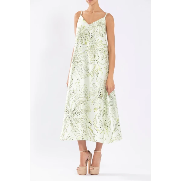 Saiid Kobeisy Mikado A-Line Dress With Dotted Floral Print, view 2