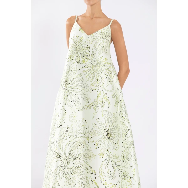 Saiid Kobeisy Mikado A-Line Dress With Dotted Floral Print, view 4