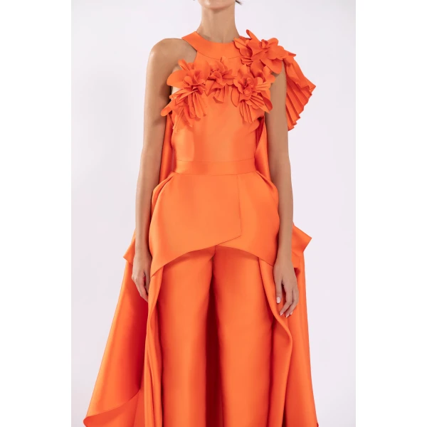Saiid Kobeisy Mikado Jumpsuit With Asymmetrical Cuts And Matching Embroidery, view 4
