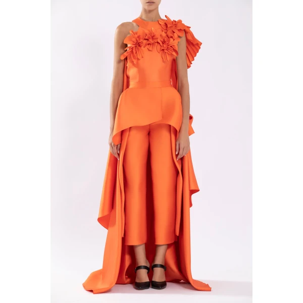 Saiid Kobeisy Mikado Jumpsuit With Asymmetrical Cuts And Matching Embroidery, view 5