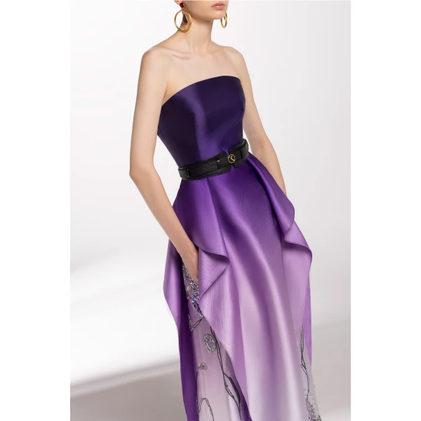 Saiid Kobeisy Mikado Strapless Dress With Beading On The Sides, view 4