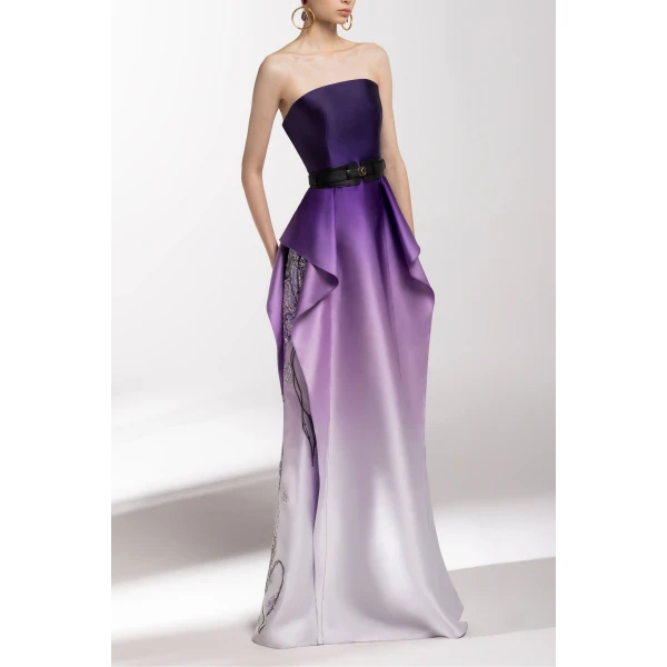 Saiid Kobeisy Mikado Strapless Dress With Beading On The Sides, view 5