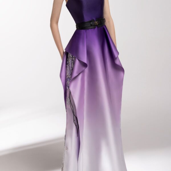 Mikado Strapless Dress With Beading On The Sides - Image 5