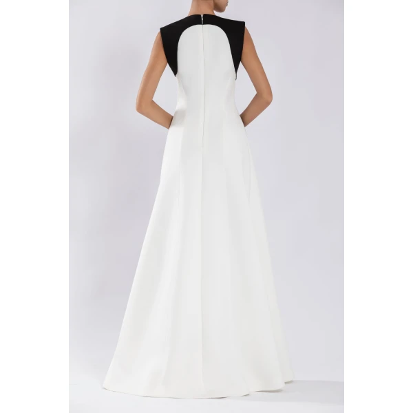 Saiid Kobeisy Neoprene Dress With Abstract Contrast Cuts, view 3
