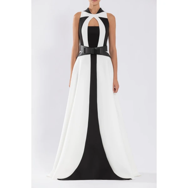 Saiid Kobeisy Neoprene Dress With Contrasting Cuts, view 5
