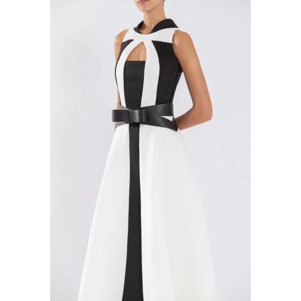 Saiid Kobeisy Neoprene Dress With Contrasting Cuts, view 6