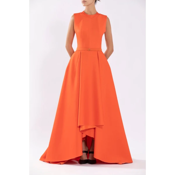 Saiid Kobeisy Neoprene Dress With High-Low Skirt, view 5