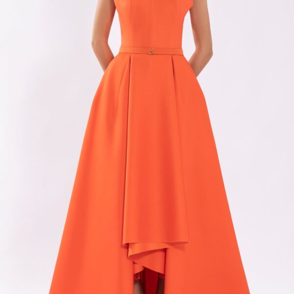 Neoprene Dress With High-Low Skirt - Image 5