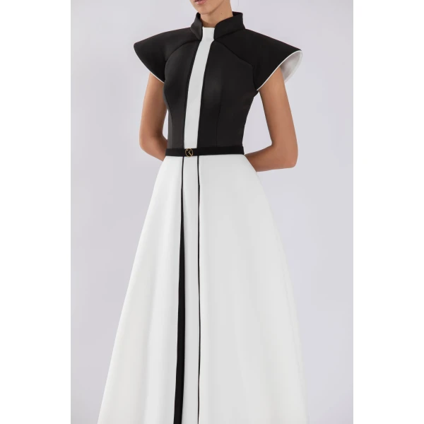 Saiid Kobeisy Neoprene Dress With Wide Shoulders, view 3